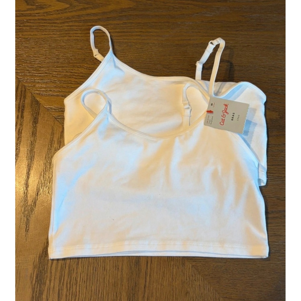 Cat & Jack Girls 2 Pack White Cami Training Bras Size Medium 8 Adjustable Straps